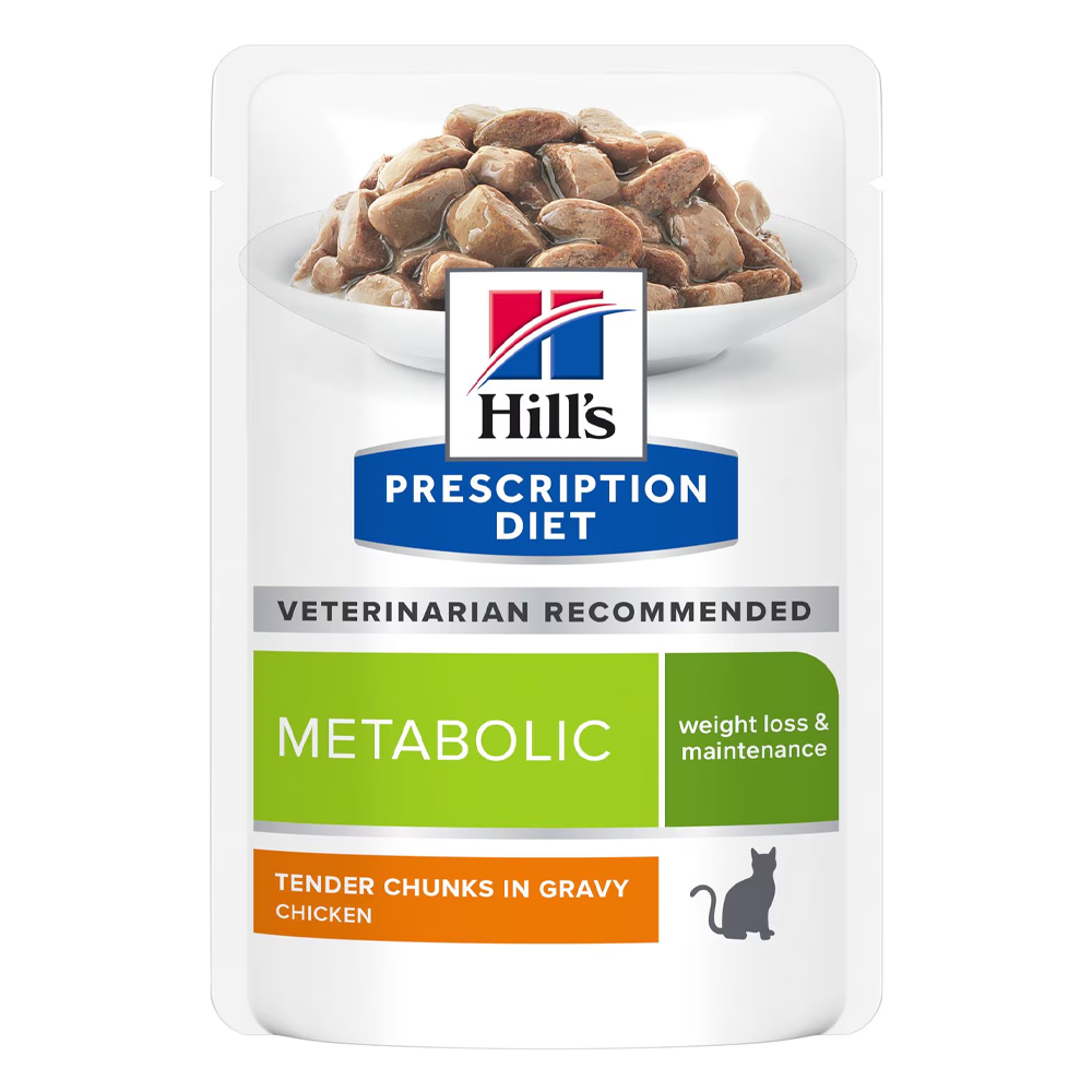 Hill's Prescription Diet Metabolic Tender Chunks In Gravy Chicken Wet Cat Food 85gm 12 Pouches